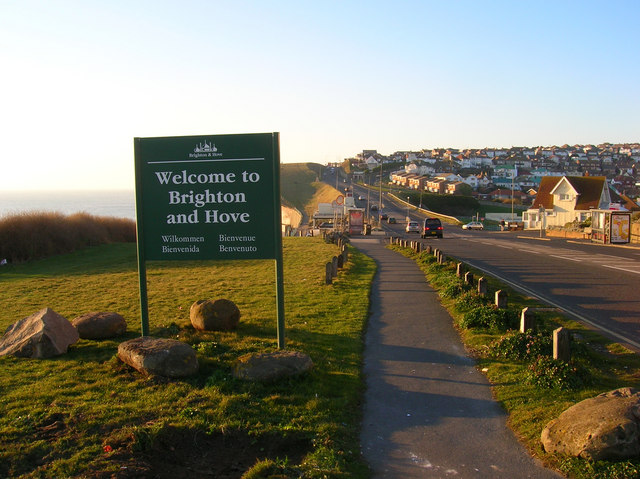 Hove and Brighton road sign